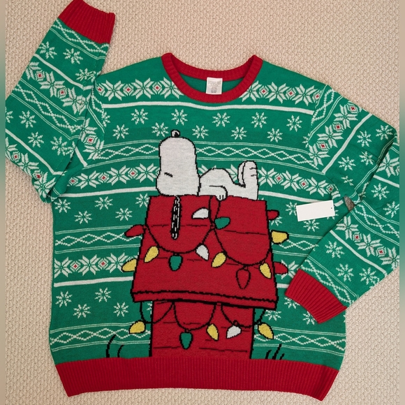 NWT Peanuts Snoopy Chillin' Dog House Christmas Ugly Sweater Adult 3XL 3XG XXXL - Picture 6 of 13